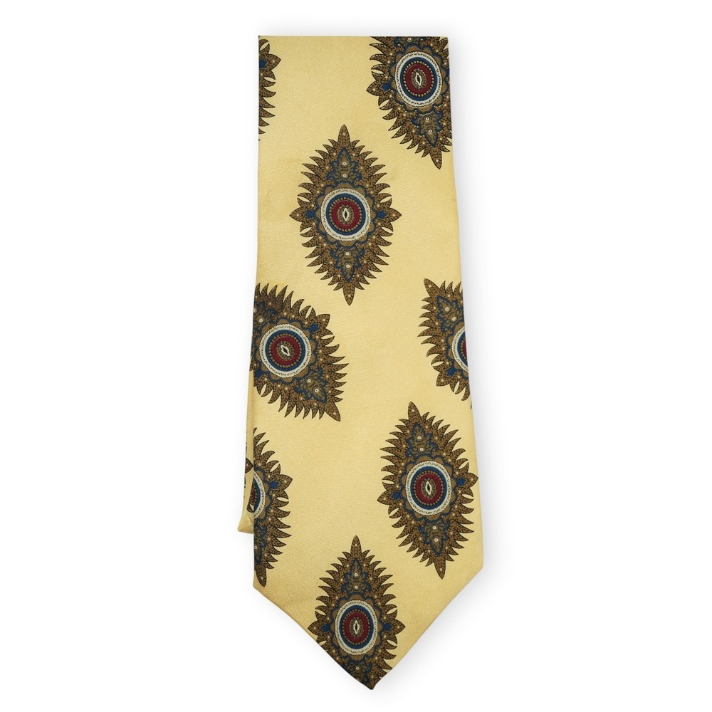 CHRISTIAN DIOR MONSIEUR Yellow Tie 100% Silk Men's ~ 57" Made in USA